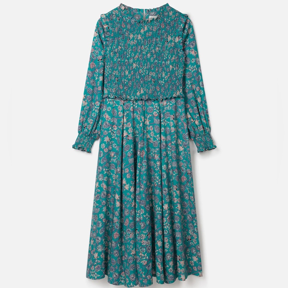 NWT Thought Co Tencel Crepe Floral Midi Dress in Teal